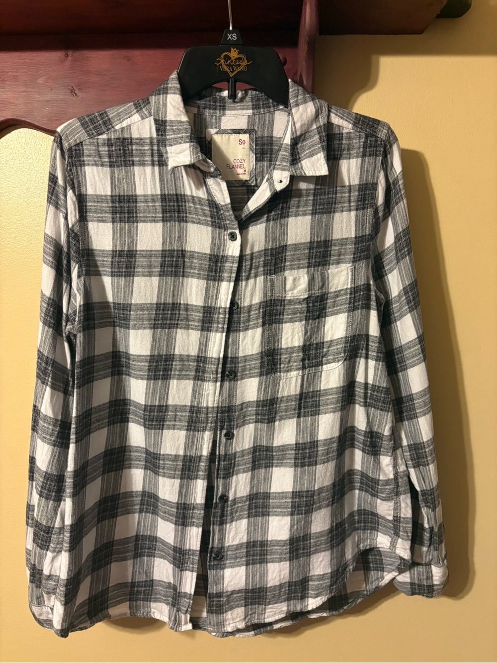 SO Black and White Plaid Cozy Flannel Shirt Medium